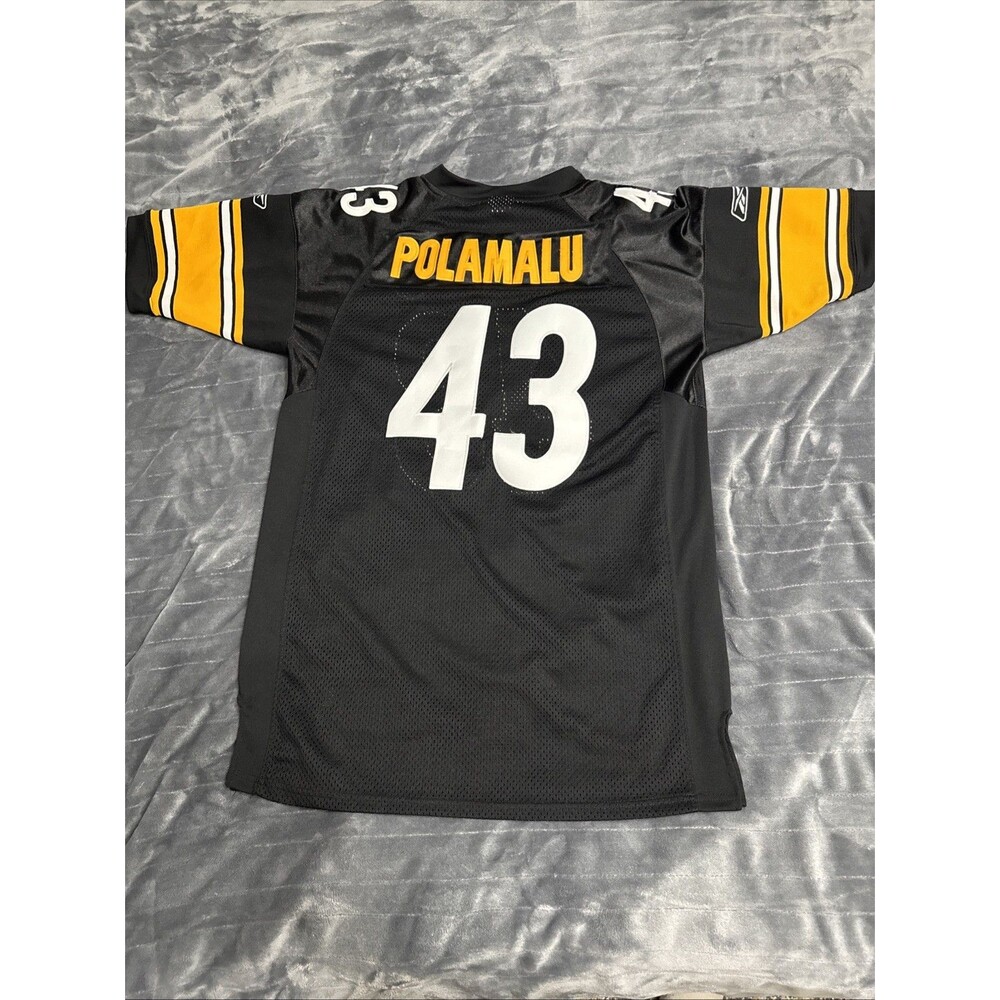 Pittsburgh Steelers NFL Troy Polamalu #43 Black Reebok Football Jersey Men's 48